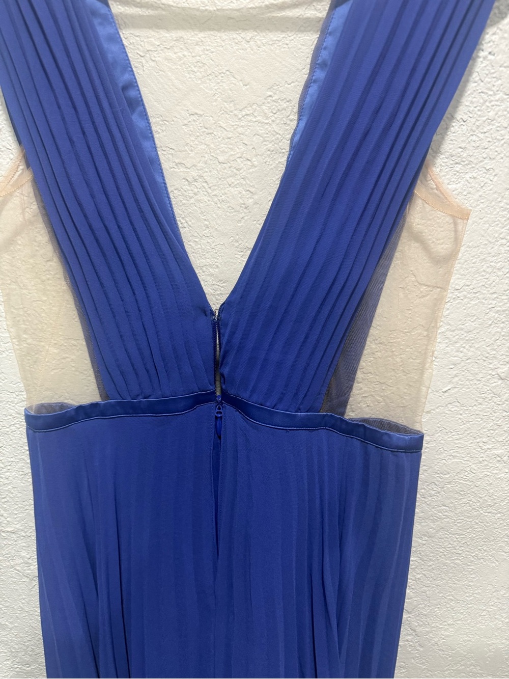 bebe Cobalt Blue Deep V-Pleated Maxi Dress with High Slits - Picture 7 of 9